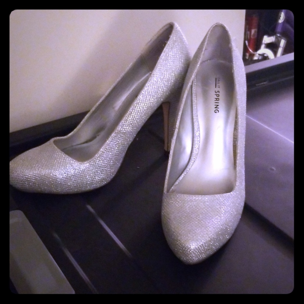 Silver sparkle heels